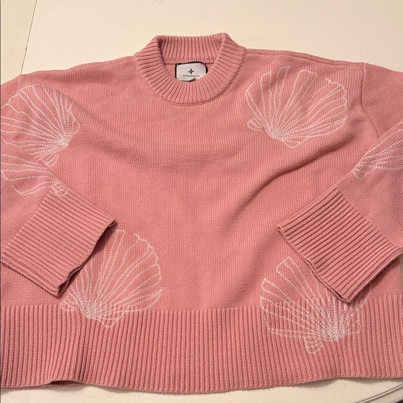 Tuckernuck Sweaters - Tuckernuck Pink Shell-Pattern Crewneck Sweater